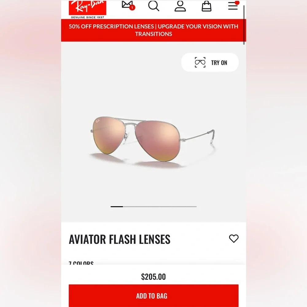 Authentic Ray Ban Mirrored Copper Flash Aviator Sunglasses